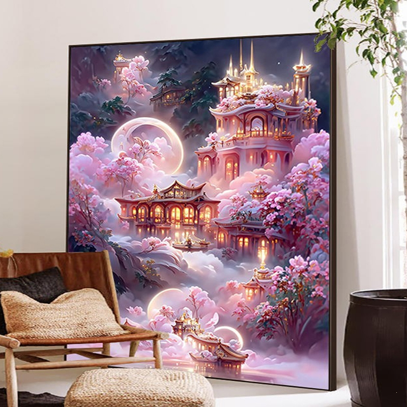法耐fanai钻石画满钻梦幻宫殿5d贴钻十字绣客厅卧室小件手工风景画满