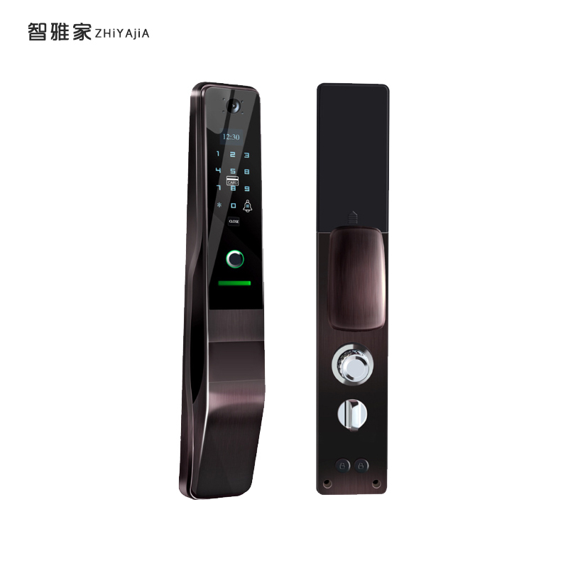 智雅家S1010全自动可视指纹锁猫眼监控专用防盗门锁手机远程自动上锁磁卡密码电子锁智能家居设备 香槟金