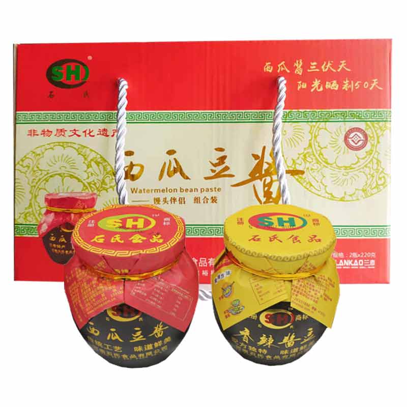 兰考特产石氏西瓜豆酱香辣酱豆220g*2瓶组合礼盒 舌尖美食 440g