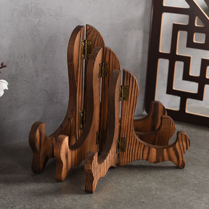 普洱茶饼架子摆件架工艺品瓷盘架展示盘装饰盘相框表实木支架托架180