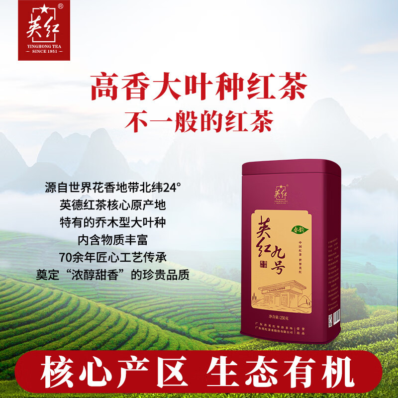 英红牌红茶英红九号浓香型有机茶2025年新茶春茶罐装250g(影)高清大图