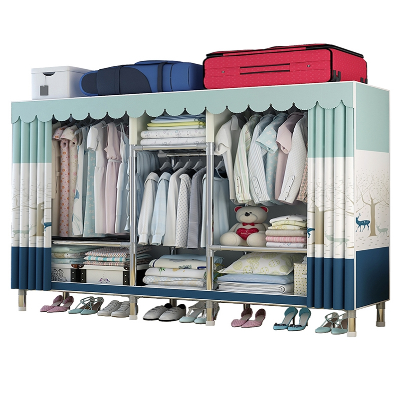 衣柜简易庄子然布衣柜出租房用钢管加粗加固简约挂衣柜家用卧室衣橱m