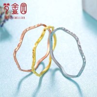 梦金园 18K金戒指 金750波浪满天星K红K指环 女士定价