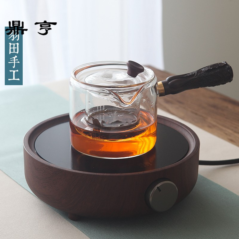 鼎亨羽田 日式手工耐热玻璃茶壶侧把煮茶壶 加厚耐高温泡茶器功夫