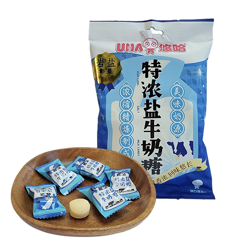 悠哈特浓牛奶糖盐牛奶糖袋装108g休闲零食品婚庆结婚喜糖 特浓盐牛奶糖 108g*1袋
