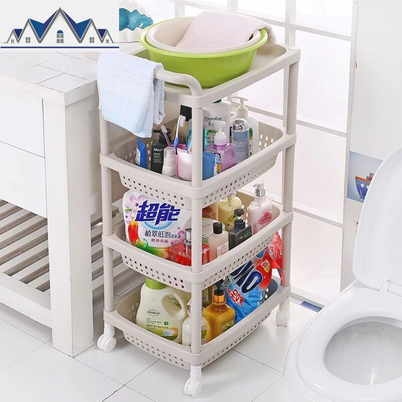 蔬菜架移动收纳储物架水果架子厨房置物架用品塑料落地层架手推车 三维工匠高清大图