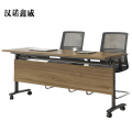 汉诺鑫威折叠培训桌简约双人桌子带轮双层会议桌长1600mm宽500mm高750mm【不含椅】