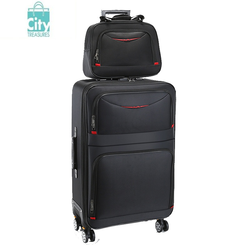 bangdou子母箱子行李箱男大容量学生拉杆箱牛津布密码旅行箱24寸26