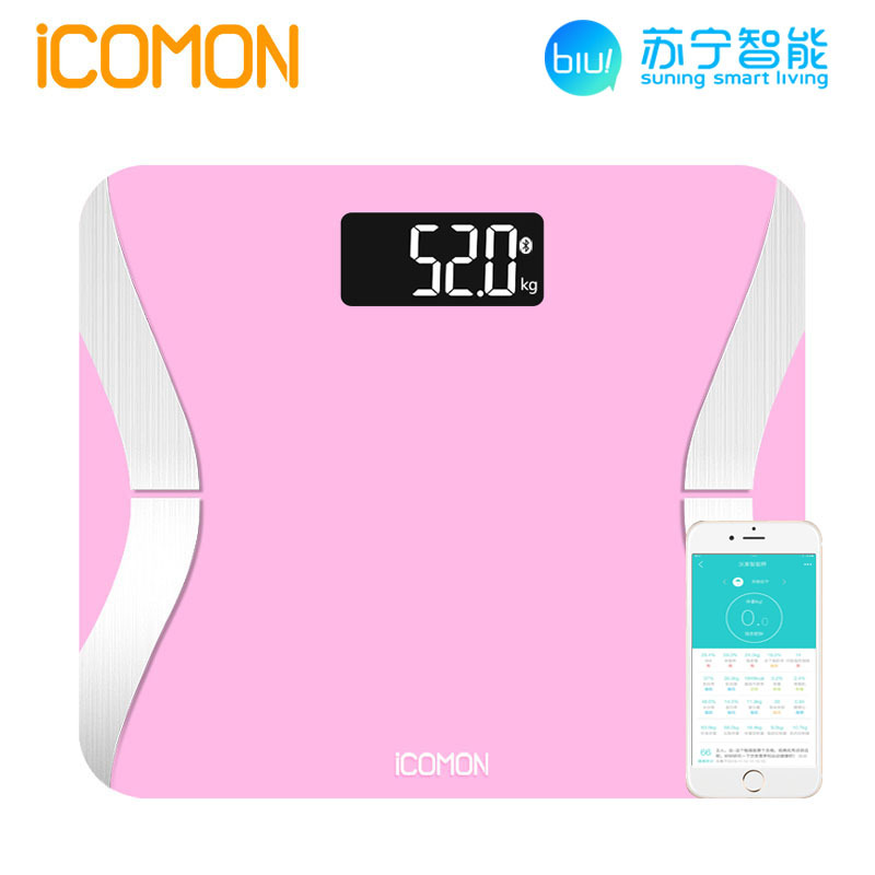 沃莱(ICOMON)智能体脂秤FG231LB 20项身体数据电子秤健康秤 家庭称人体秤体重秤玻璃面板 支持液晶显示 粉色