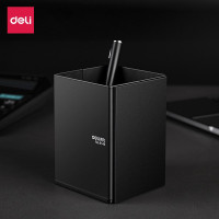 得力(deli) 收纳笔筒 简约黑色商务办公收纳 办公室用笔桶 收纳笔筒 9146金属方形笔筒(只)