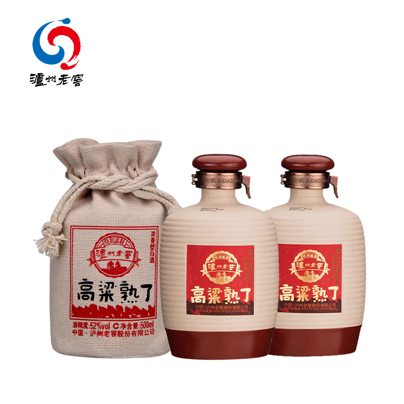泸州老窖高粱熟了52度浓香型白酒500ml2瓶纯粮食酿造口粮酒