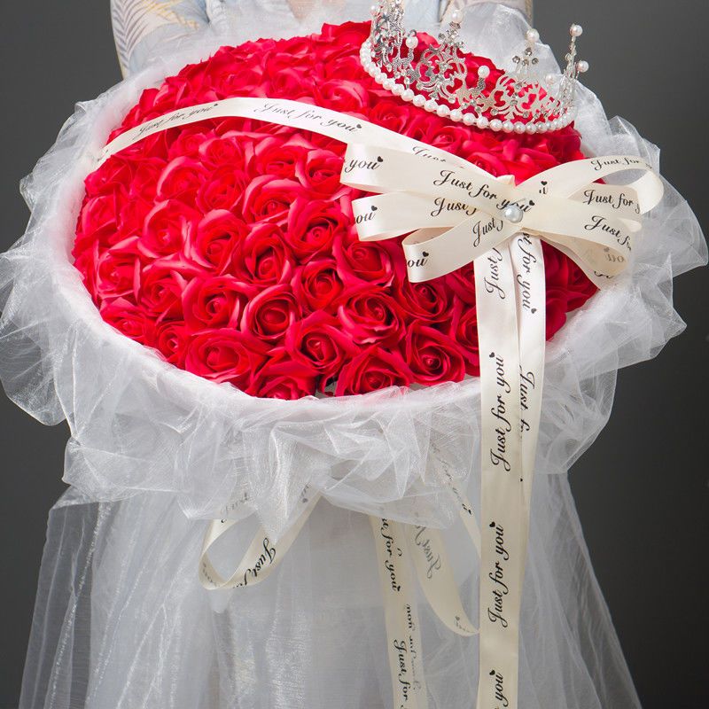 工匠时光七夕情人节礼物99朵香皂玫瑰花束蓝色妖姬永生花送女友老婆