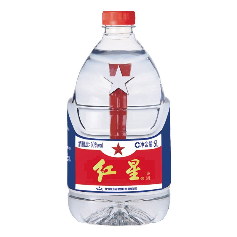 红星 白酒 二锅头 60度 5L 桶装 清香型白酒 (新老包装随机发货)
