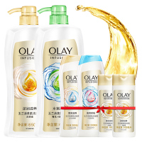 玉兰油OLAY沐浴露 深润滋养650ml+水嫩清爽650ml送亮爽/莹亮200ml*2+深润滋养100ml*2 精油香氛