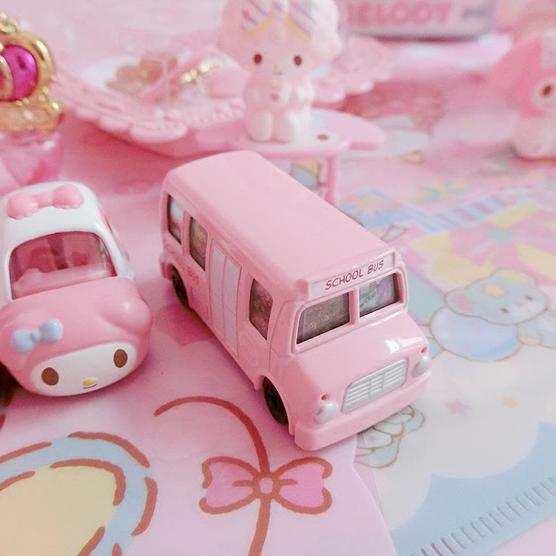 美帮汇melody迷你小汽车桌面小摆件 合金校车玩具模型 少女心装饰品图片