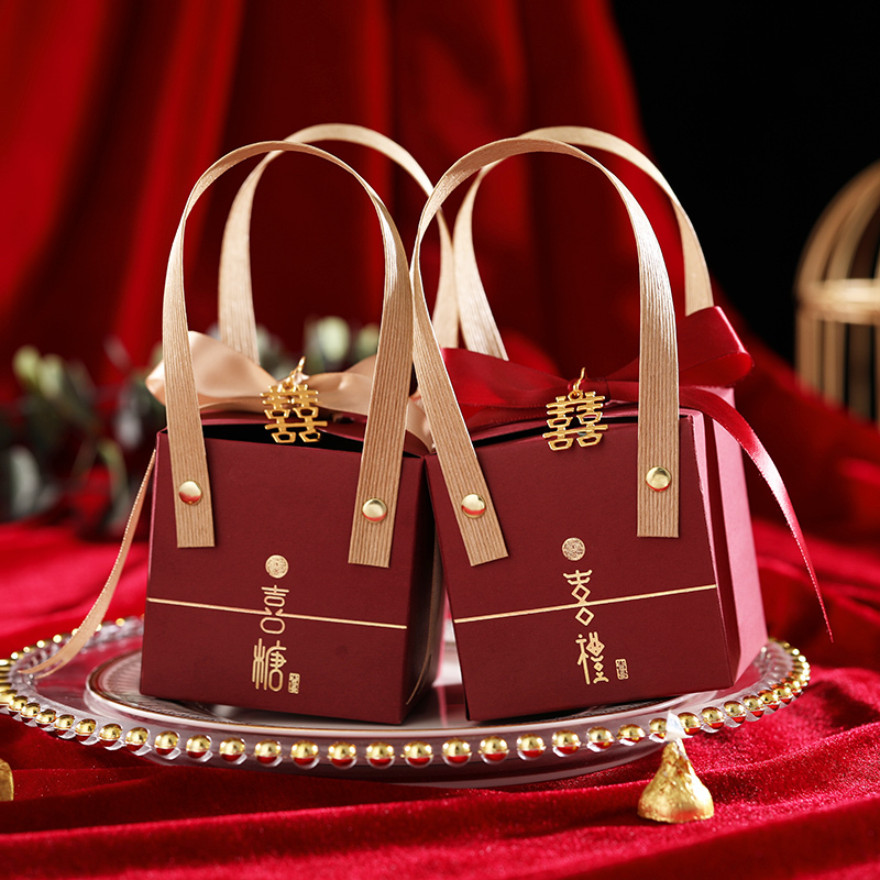婚庆糖盒结婚喜糖盒子创意中国风婚礼糖果纸盒装喜糖袋子手提礼盒feng