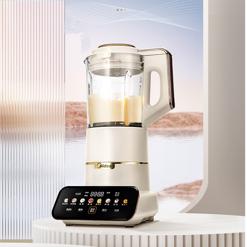 美的(Midea)安睡无置低音1.75L彩屏触控破壁机搅拌机柔音降噪豆浆料理机MJ-PB1S1 台