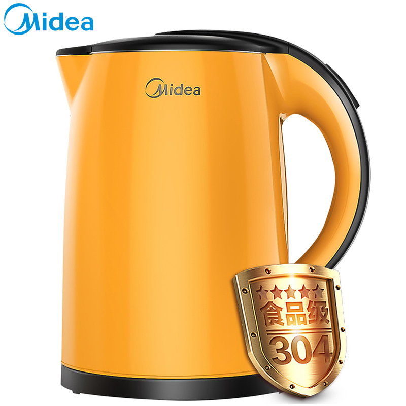 美的(Midea) 电水壶 SH202 1.5L 双层防烫 食品级304不锈钢 防尘设计