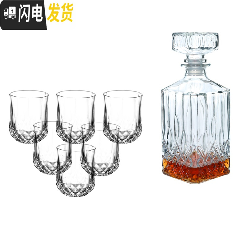 三维工匠玻璃洋酒杯套装 家用 洋酒酒具 威士忌白兰地酒杯 喝洋酒的杯子 200四方杯X6+600mi修长款酒樽