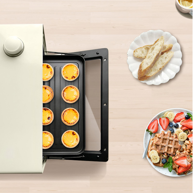 德国五月树(maybaum)蒸烤箱T200家用多功能迷你烘焙蒸汽电烤箱电蒸炉11升蒸烤一体机家用台式米白色（有蒸汽功能）