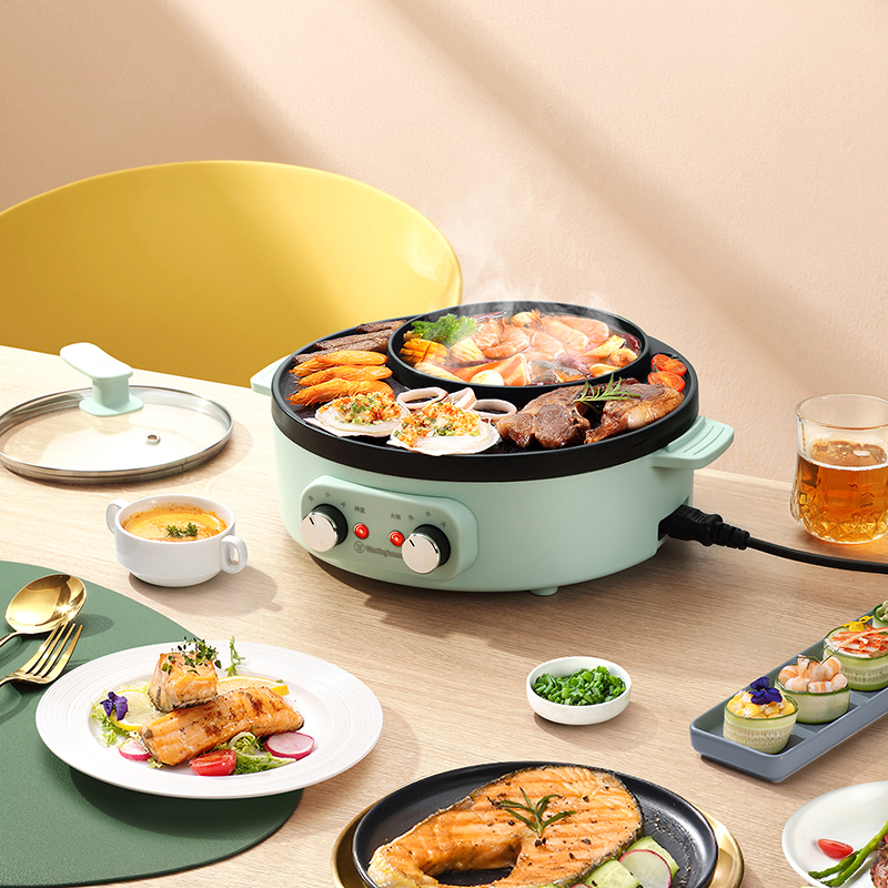 西屋Westinghouse-一机多用 不粘烤盘 轻油少烟 多功能涮烤一体锅电火锅WSC-A337!高清大图