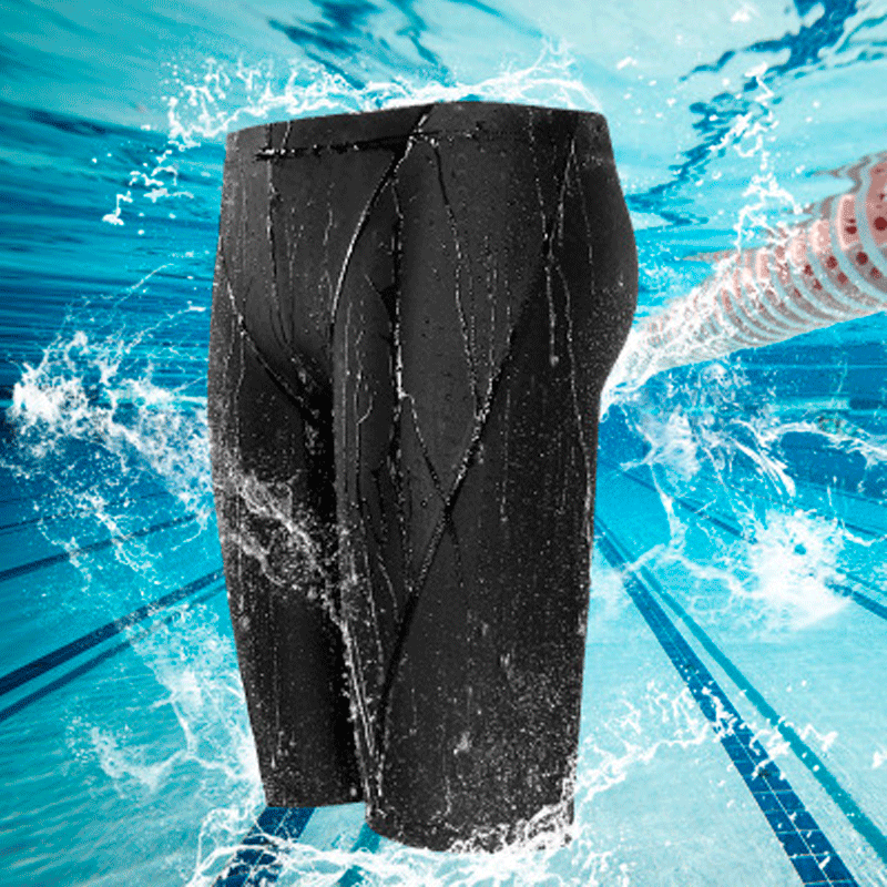 knd防水鲨鱼皮五分泳裤男士泳裤套装b3聚酯纤维涤纶黑色300g