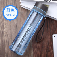壶户外大码杯子随手杯1000ml大容量太空杯便携水杯塑料学生运动水 透明蓝色1000ml