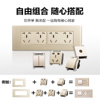 bull公牛开关插座G04香槟金118型二十孔12孔四位大盒暗装电视电脑电话五孔其他电源插座