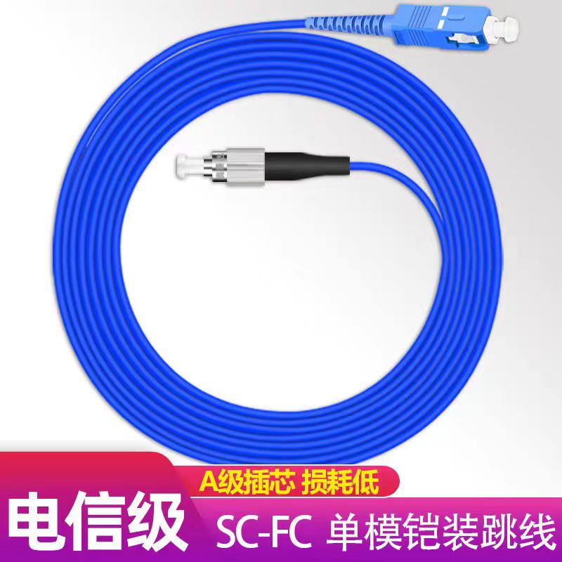 蓝色铠装尾纤 FC-SC 1米 根高清大图