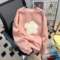 春春季卫衣女韩版宽松圆领前胸爱心压印字母上衣百搭_31680 统一颜色 S