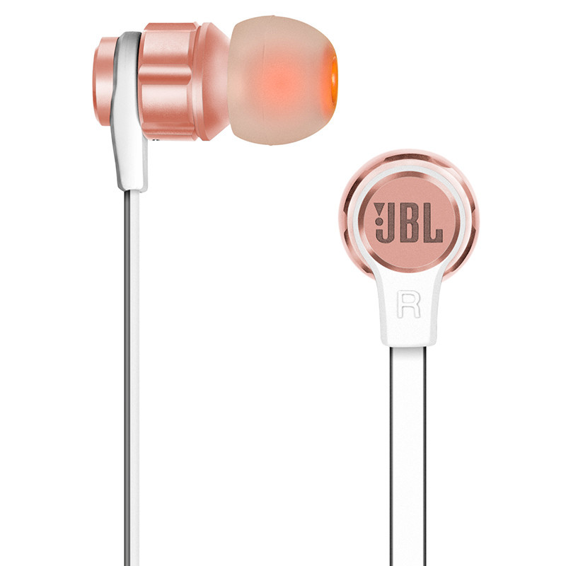 JBL T180A 立体声入耳式耳机 重低音耳麦线控立体声手机通用男女运动耳塞 粉色
