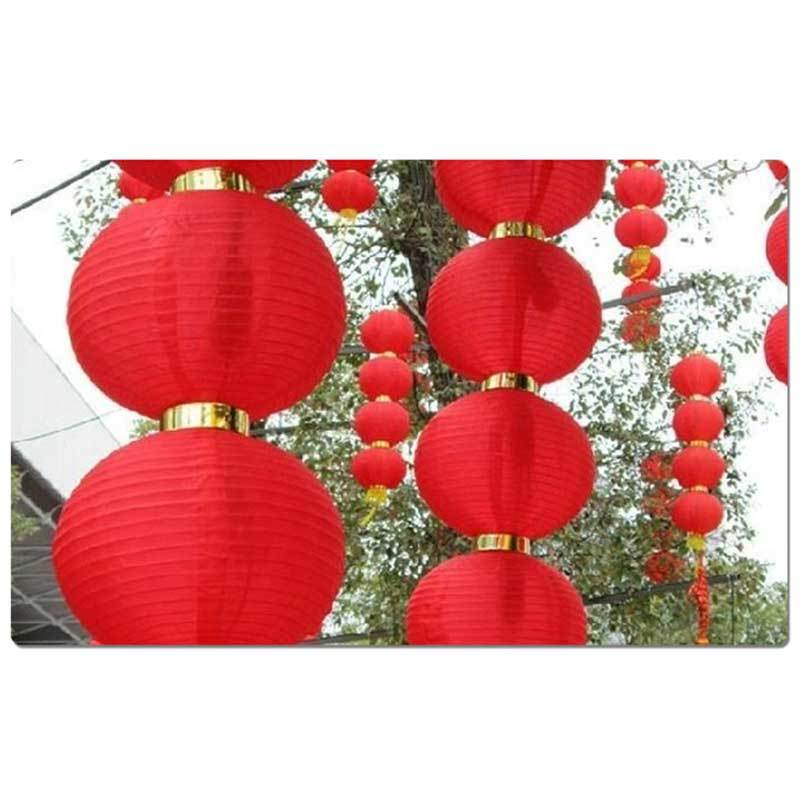 大红灯笼连串灯笼 8寸3连 直径20CM 高度55CM 10件高清大图