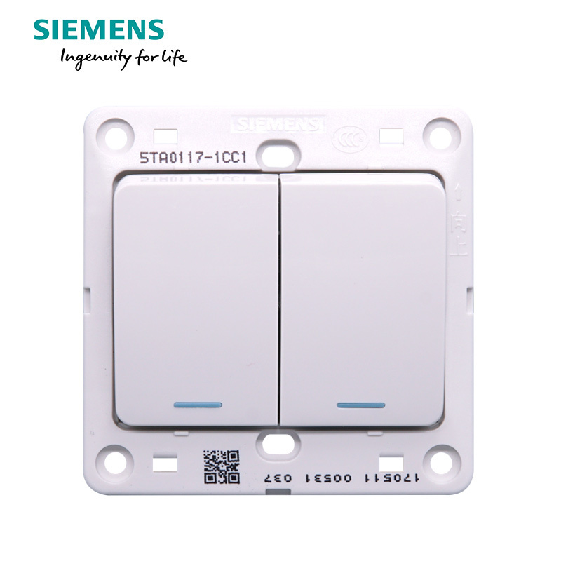 西门子(SIEMENS)开关插座 远景雅白系列二开双控带荧光5TA01171CC1