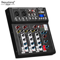 DEPUSHENG得普声F4专业4路调音台电脑录音K歌直播小型家用带混响效果USB家庭蓝牙乐队演出游戏全民K歌混音器