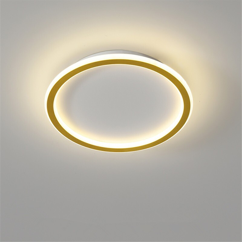 澳松 北欧后现代吸顶灯时尚简约轻奢卧室灯个性创意圆形环金色餐厅led