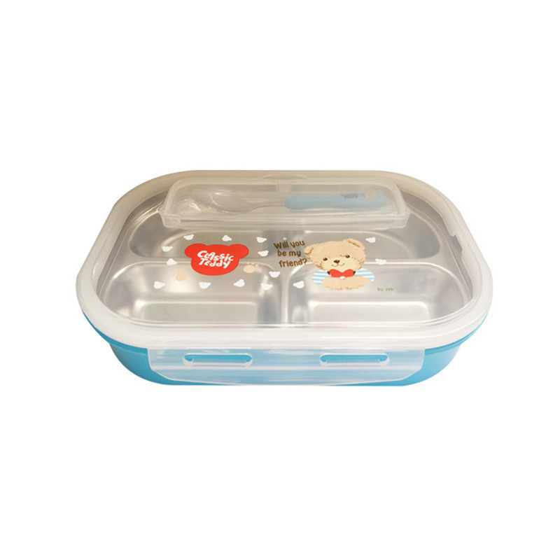 精典泰迪(Classic Teddy)餐盘TDPO-0422C双层不锈钢双侧卡扣设计外观精美儿童男宝女宝上学便携卫生餐具