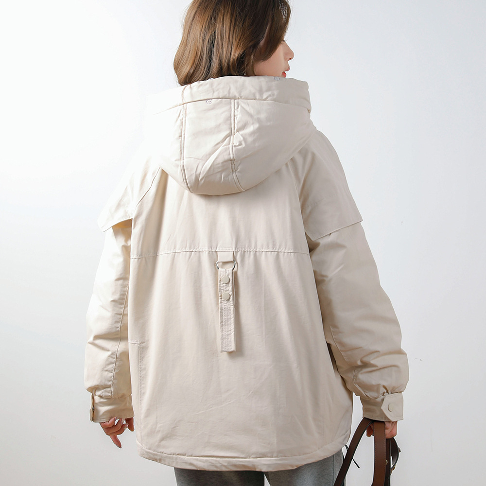 新款韩版羽绒服女短款连帽羽绒服白鸭绒大毛领女外套高清大图