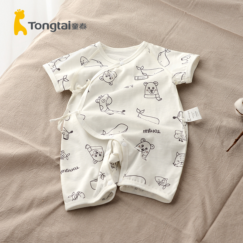 童泰(TONGTAI)夏季婴儿衣服0-6月新生儿纯棉短袖蝴蝶连体衣哈衣