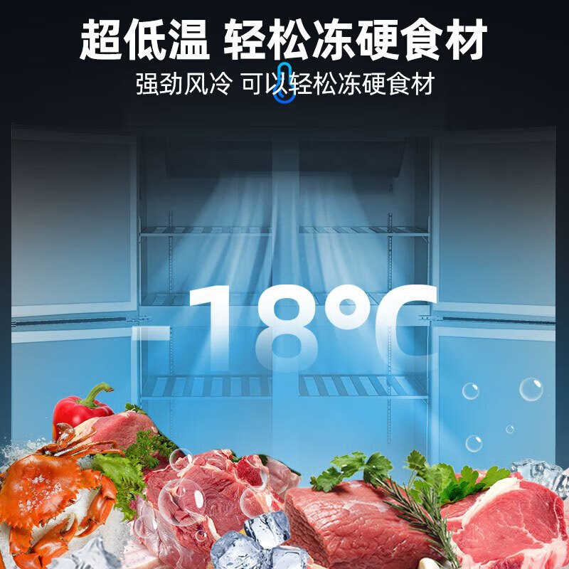 星星(XINGX)BD-860FA四门900升全冷冻风冷无霜冰箱后厨食堂厨房商用展示柜四门冰柜全冷冻厨房不锈钢冰柜高清大图