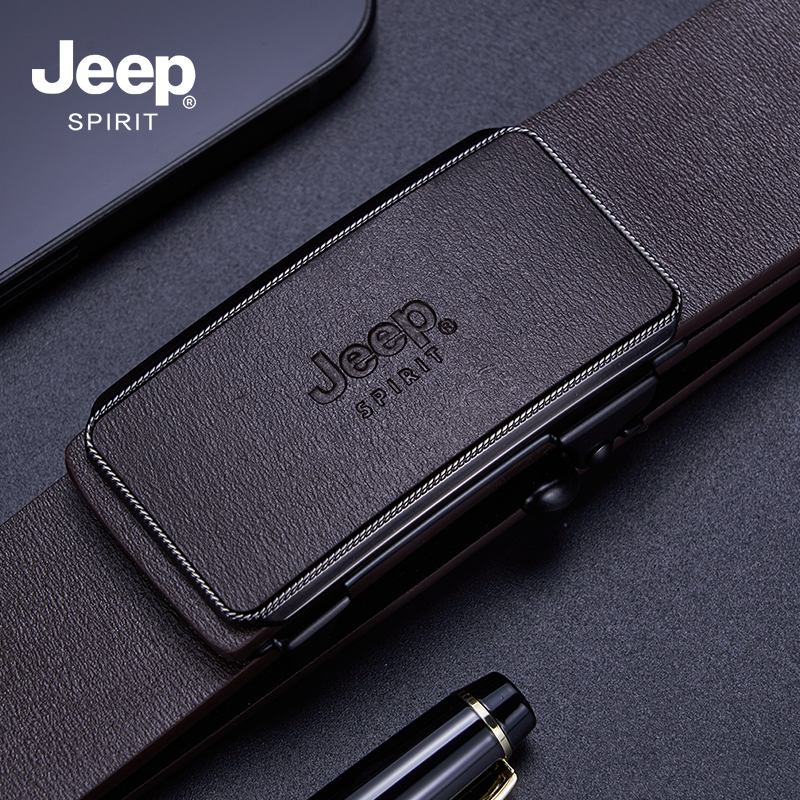 JEEP SPIRIT吉普新款内穿皮带无牙无孔自动扣男士休闲裤带男JJ高清大图