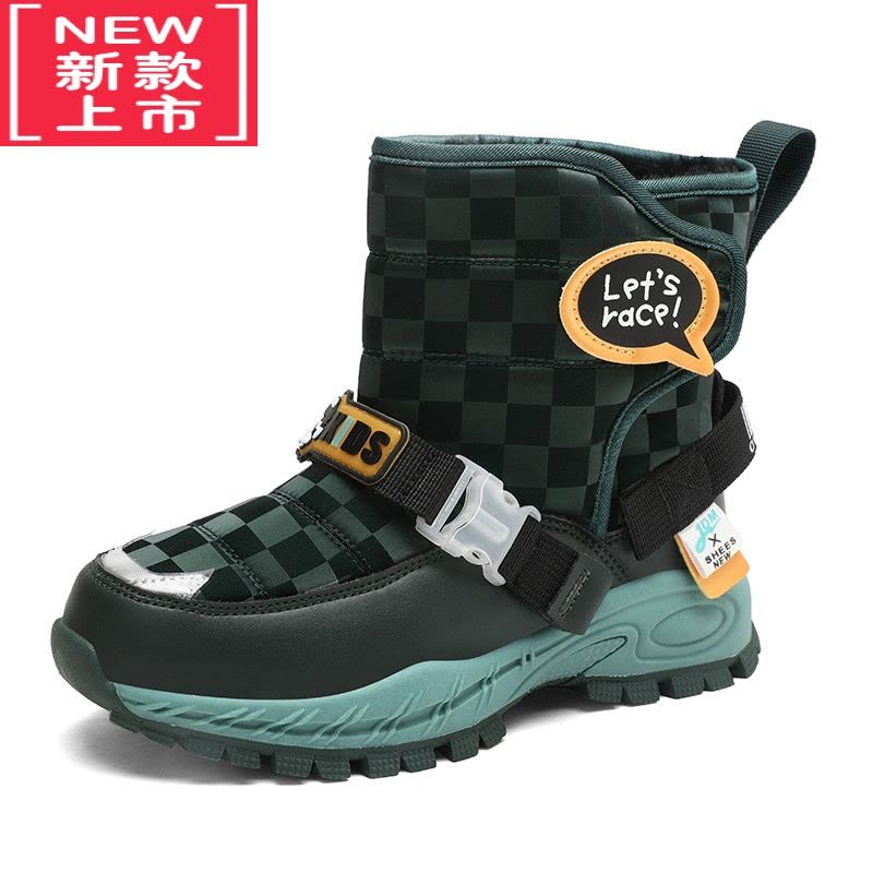 可莉允男童雪地靴冬季一体儿童靴子加绒加厚中大童棉鞋大棉防水棉靴图片