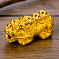 金一国囍足金3D硬金貔貅转运珠男女通用款黄金路路通手串 定价（送黑曜石） ACD002