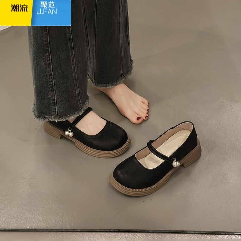 聚范法式温柔气质单鞋女新中式国风女鞋圆头百搭玛丽珍鞋小皮鞋配裙子高清大图