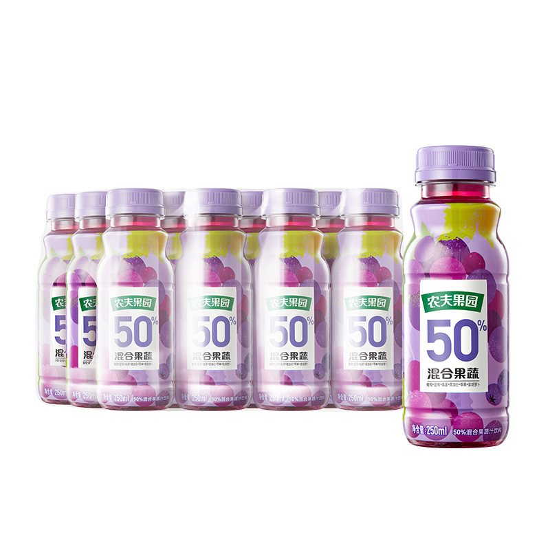 农夫山泉农夫果园50%混合果蔬(葡萄+蓝莓)250ml*12 塑膜装