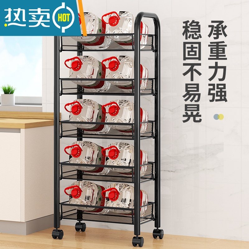 敬平厨房置物架家用收纳储物架子落地多层用品大全小推车多功能蔬菜篮高清大图