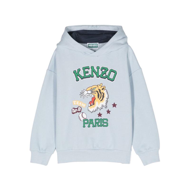 高田贤三(Kenzo)男童棉质卫衣长袖罗纹收口经典Logo装饰运动套头 14Y 白色