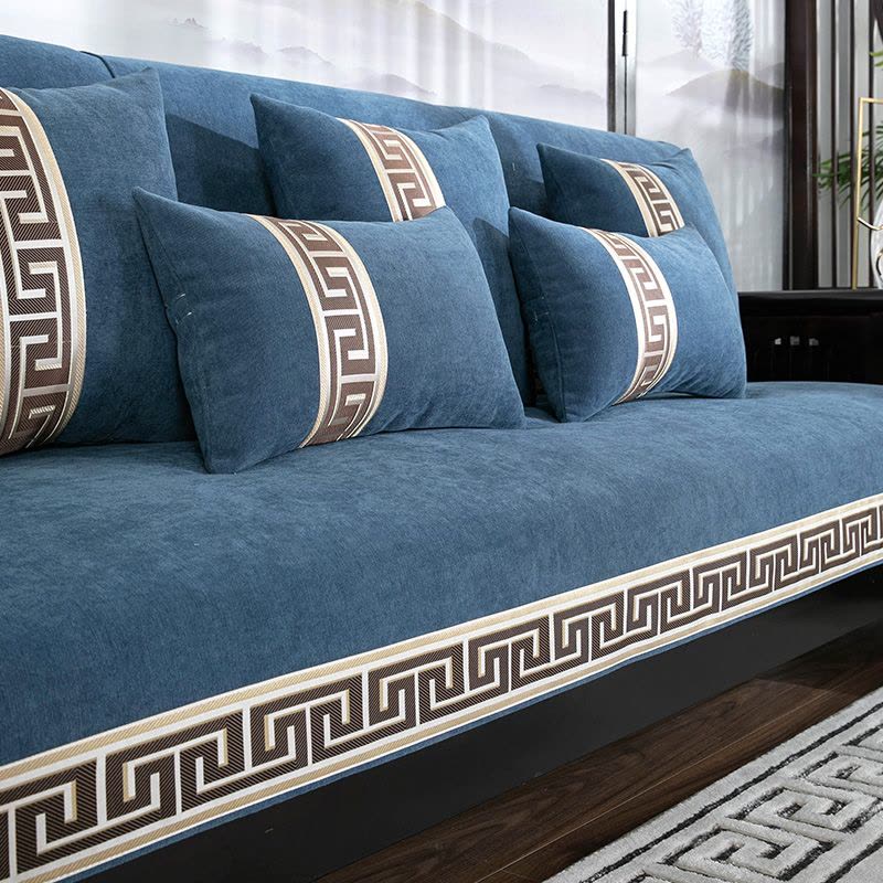 京城派 中式四季沙发垫套装沙发套罩巾套装坐垫子巾春夏季坐垫子防滑红木沙发垫子新中式雪尼尔沙发垫123组合沙发贵妃可定制图片