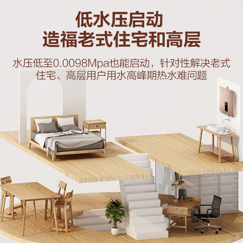 能率(NORITZ) 13升燃气热水器 GQ-13EW5FEX(天然气) app智控恒温 无极换挡燃烧 停水控温高清大图