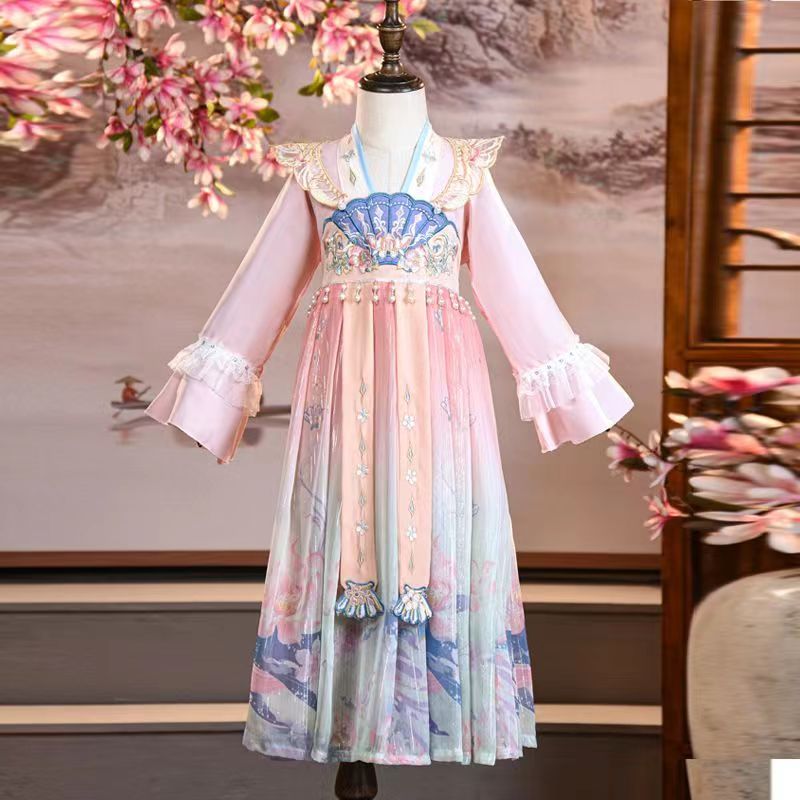 汉服裙女童春季新款古风连衣裙小女孩唐装儿童超仙古装裙子夏款