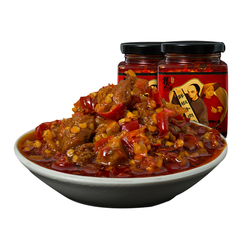 杨大爷鲜椒牛肉酱200gX2瓶四川特产剁椒调味酱拌饭香辣椒酱下饭菜
